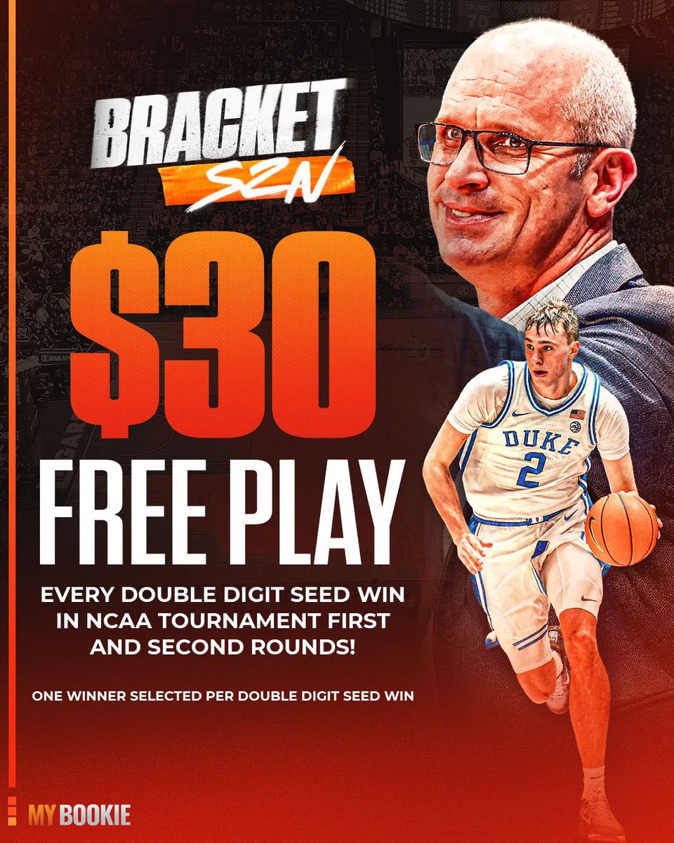 MyBookie - Bet With The Best (@mybookie) on Twitter photo 🚨 BRACKET SZN = FREE PLAY SZN 🚨
Just because your bracket gets busted doesn’t mean you can still win! Every double digit seed that wins in Round 1 & 2 we will randomly award a $30 free play!
MUST ⤵️
- LIKE + RT this post
- Be following <a href="/MyBookie/">MyBookie - Bet With The Best</a>
- Reply with your CHAMPION! 🚨 BRACKET SZN = FREE PLAY SZN 🚨
Just because your bracket gets busted doesn’t mean you can still win! Every double digit seed that wins in Round 1 & 2 we will randomly award a $30 free play!
MUST ⤵️
- LIKE + RT this post
- Be following <a href="/MyBookie/">MyBookie - Bet With The Best</a>
- Reply with your CHAMPION!