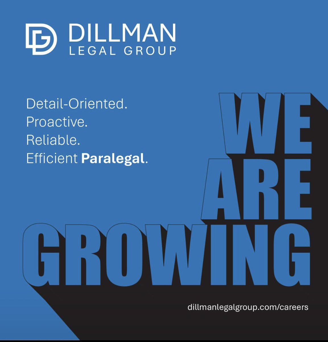 DillmanLegal's tweet photo. 🚨 We’re Hiring! 🚨

If you’re an experienced and detail-oriented paralegal who thrives in a fast-paced legal environment, we want to hear from you.

If you or someone you know is a great fit, send your resume to careers@dillmanlegalgroup.com

#Hiring #ParalegalJobs #Litigation https://t.co/eyzgUJWYvT