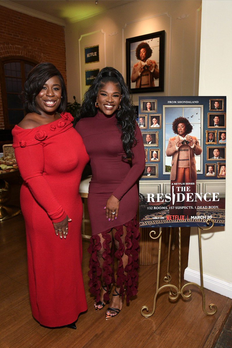 EdwinaFindley's tweet photo. Ladies of #TheResidence! 👑❤️ So wonderful celebrating with these beautiful sisters to honor our dear @uzoaduba and the launch of our new show! Thank you @shondarhimes and @strongblacklead for bringing us all together! ❤️👑

 #Shondaland #heyqueen #strongblacklead #netflix #iykyk https://t.co/hJWLAFmfrw