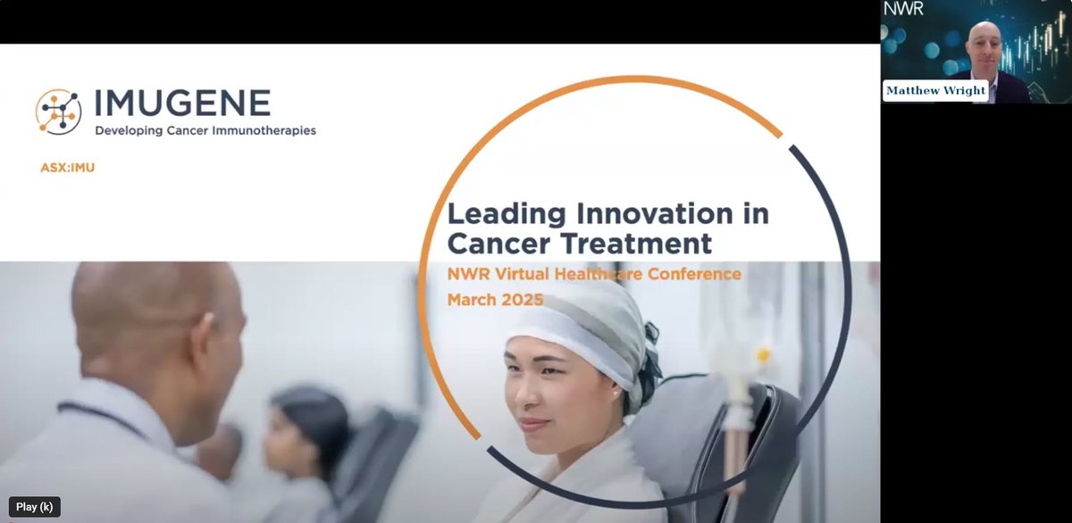 Imugene | Cancer Immunotherapies (@teamimugene) on Twitter photo In case you missed it โ CEO & Managing Director Leslie Chong's presentation at the NWR Communications Healthcare Conference is now available to watch.
๐ฅ Watch the $IMU replay here: youtu.be/WBMJCie3WME?siโฆ
#Imugene #Biotech #ASX #Healthcare <a href="/NWRcomms/">NWR Communications</a> In case you missed it โ CEO & Managing Director Leslie Chong's presentation at the NWR Communications Healthcare Conference is now available to watch.
๐ฅ Watch the $IMU replay here: youtu.be/WBMJCie3WME?siโฆ
#Imugene #Biotech #ASX #Healthcare <a href="/NWRcomms/">NWR Communications</a>