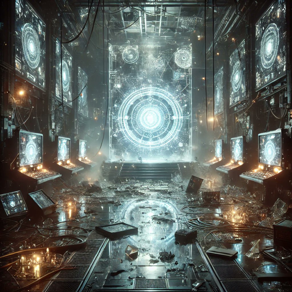 🧩⚡️ Echoes of madness linger in the shattered lab. Robots malfunction, and a portal hums with strange energy. Step through, if you dare... #NightVerseGame #SciFiMystery