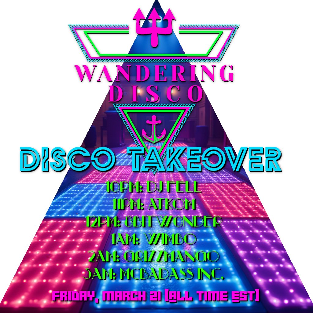 WanderingVR's tweet image. The Monthly Disco Takeover is back! see you this friday!
Open doors: Friday 21st March - 10 pm EST