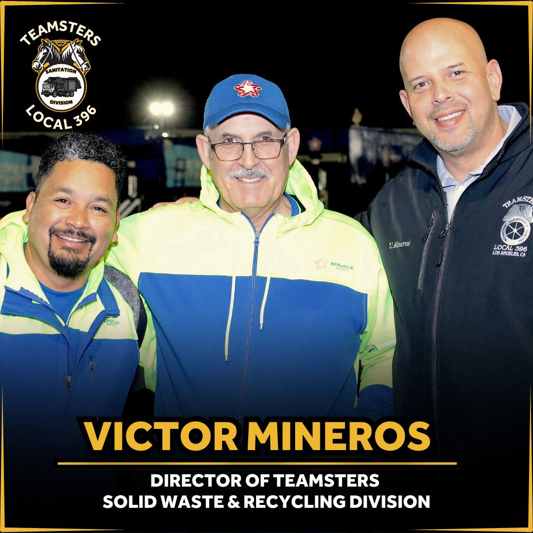 Teamsters Local 396 proudly congratulates our Secretary-Treasurer and Western Region Vice President, Victor Mineros, on his appointment as the Director of the Solid Waste and Recycling Division of the International Brotherhood of Teamsters.
