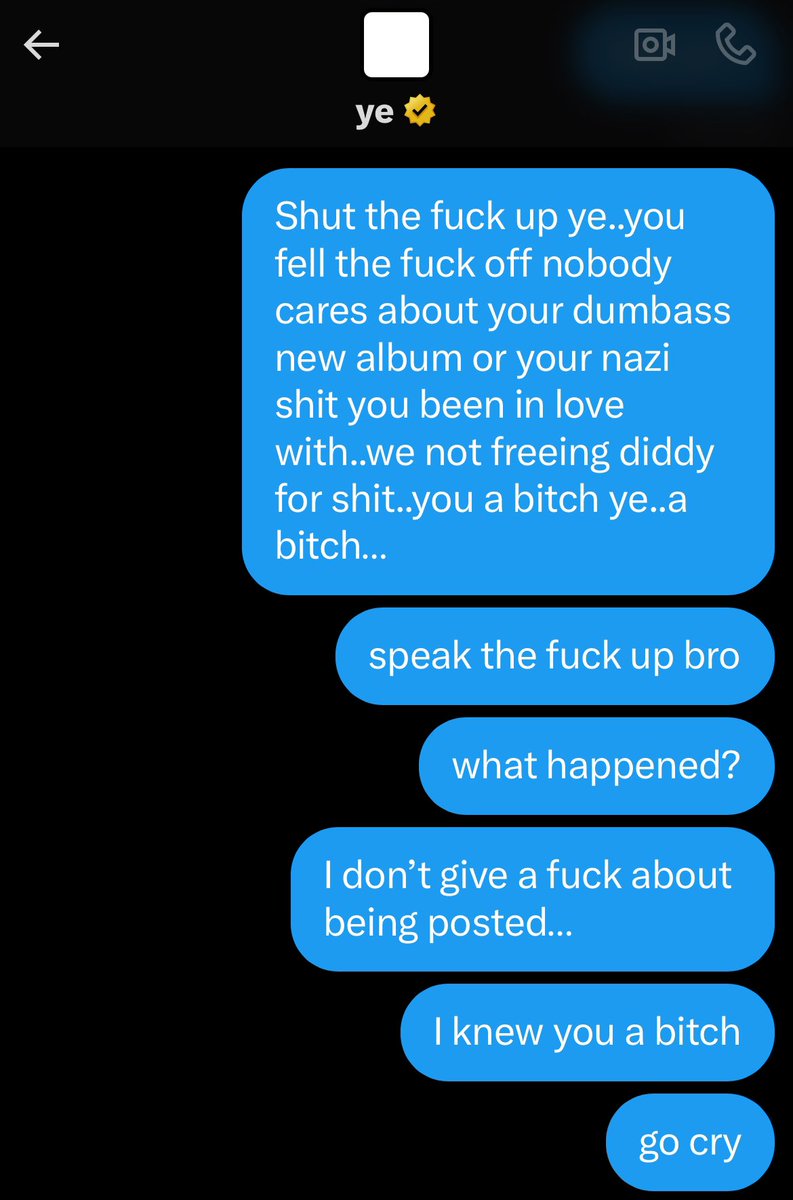 Ye is a pussy..no comebacks no backbone..just silence and scared like a bitch
