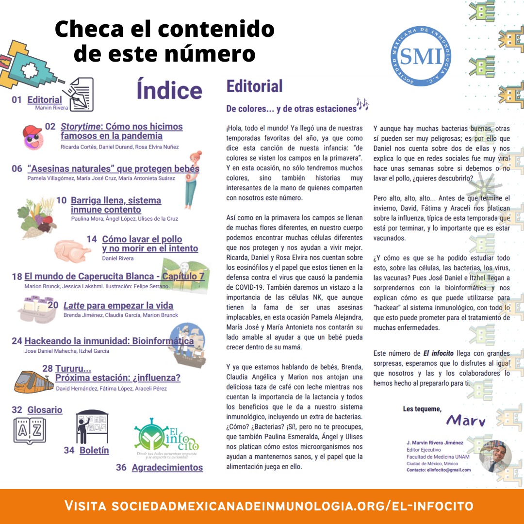 ¡El nuevo número de El infocito ya está aquí! 📖✨ 

No te quedes fuera de esta edición llena de conocimiento y datos sorprendentes. 📚✨

🔗 Léela aquí: sociedadmexicanadeinmunologia.org/revista-edicio…

#Elinfocito #DivulgaciónSMI #SMInmunología