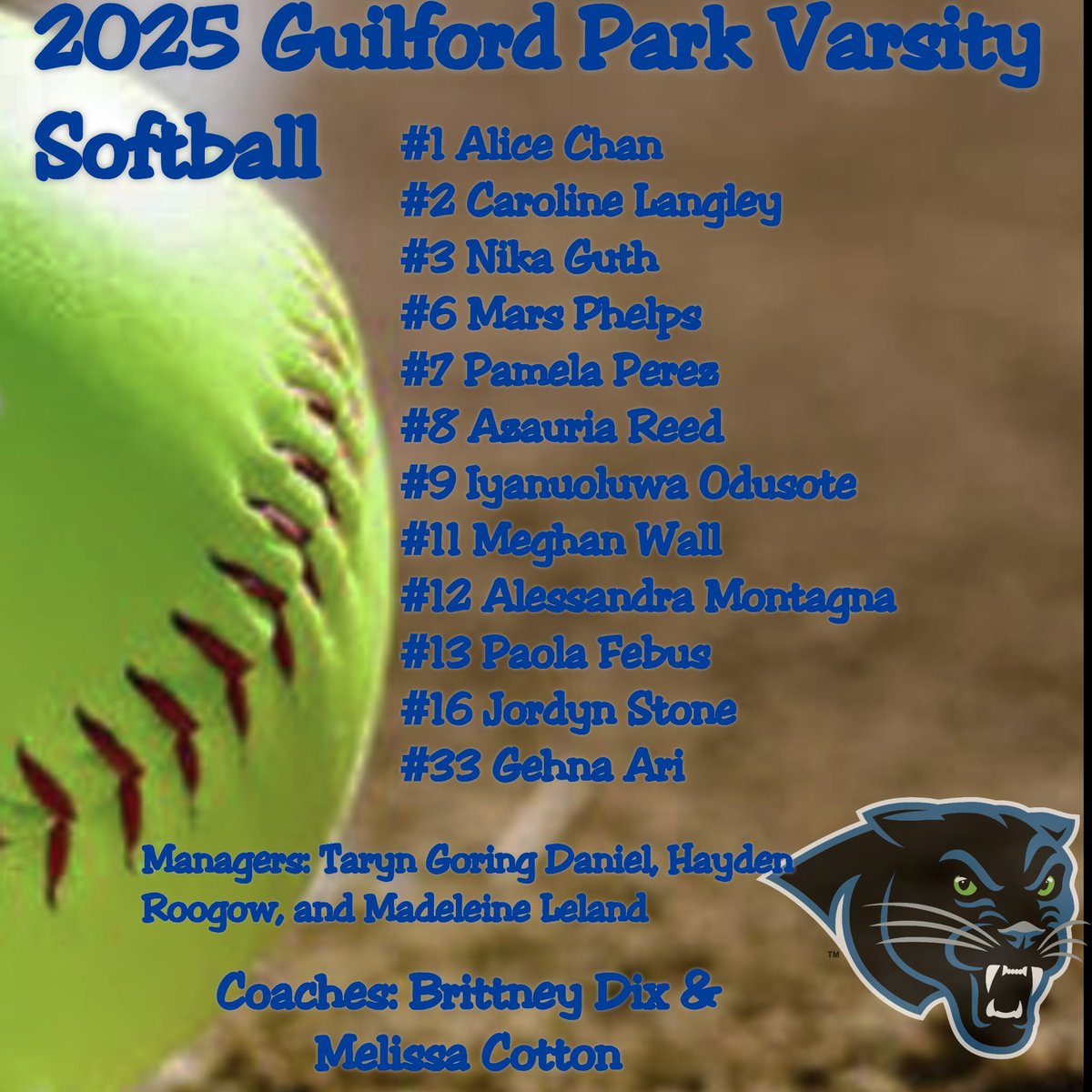 The first ever <a href="/GPHSPanthers/">Guilford Park HS Athletics</a> Varsity Softball Team!!!!