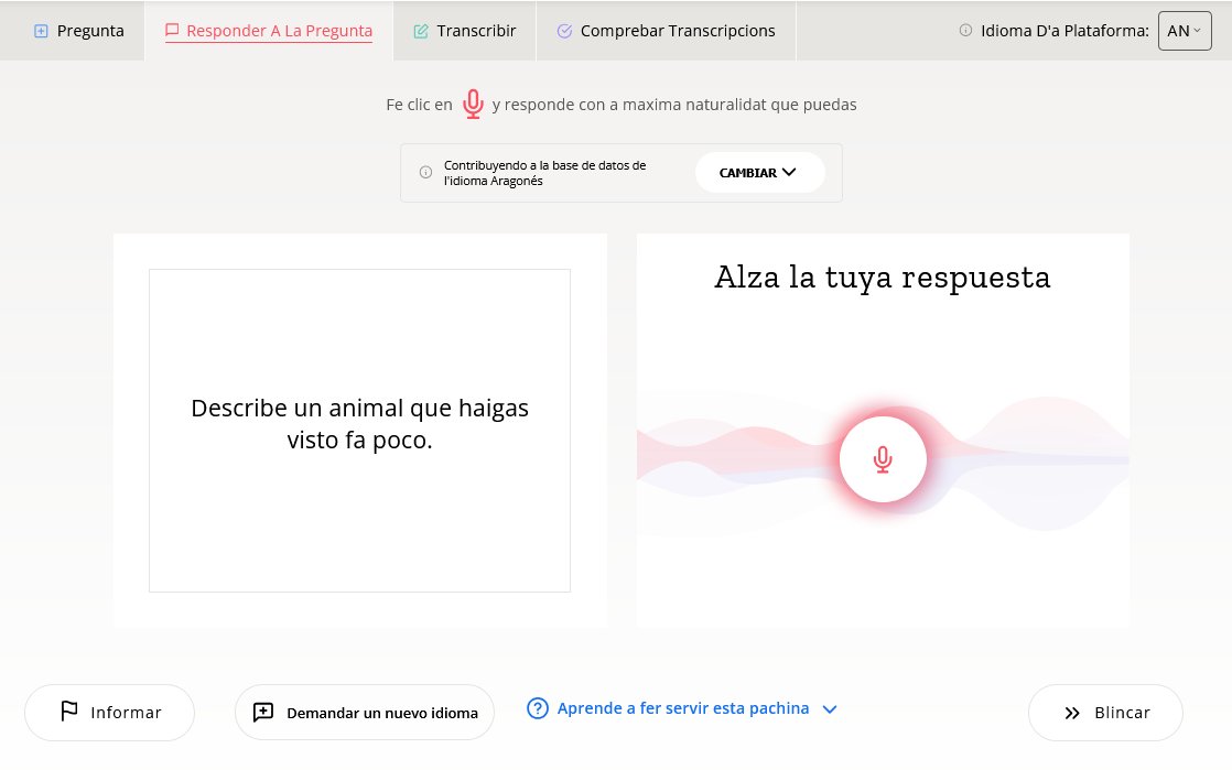 cv_aragones's tweet photo. Y agora te saldrá preguntas como esta. Da-le a gravar y responde a la pregunta espontaniament con 2-4 frases en a tuya variedat d'aragonés. Cuan haigas rematau de gravar, preta o botón y te saldrá una nueva preguntar. Y asinas asinas... gracias per colaborar! https://t.co/zqX8yaIN0J