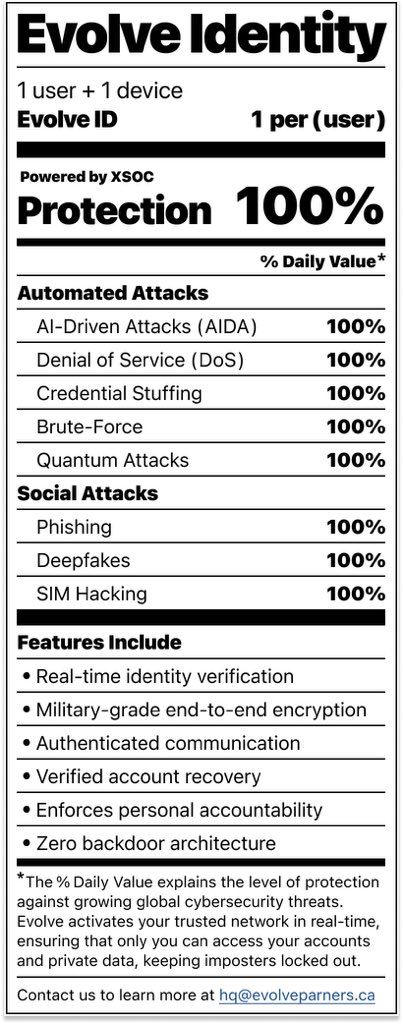 evolveidentity's tweet photo. What’s in your cybersecurity solution?

#evolve #identity #authentication #privacy #security #P2P #E2EE #AIDA #phishing #deepfakes https://t.co/LLgHbaL7oG