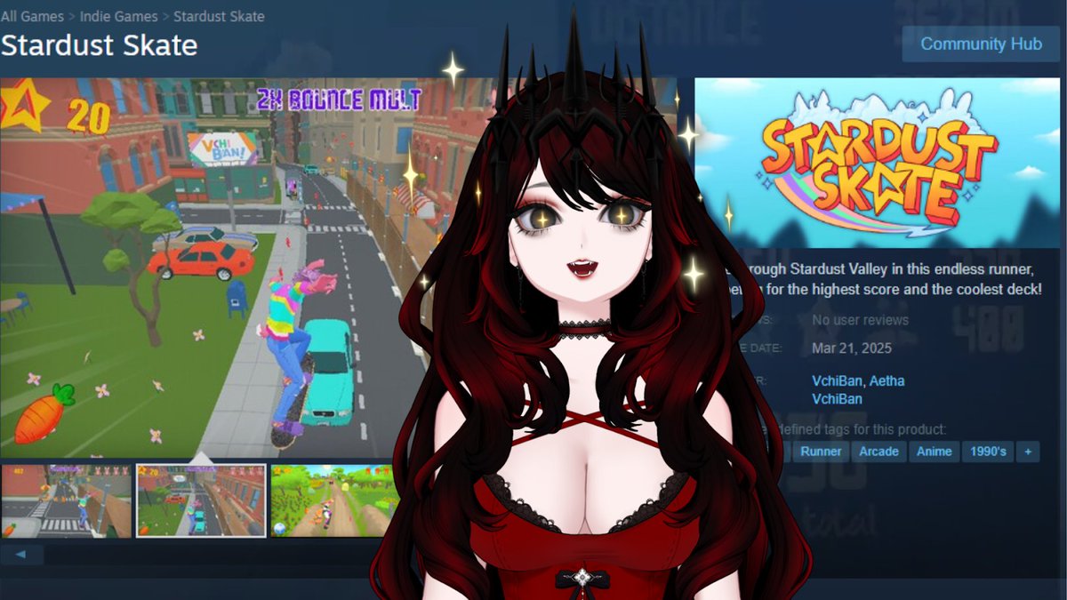 【  Stardust Skate 】                    

🥀Castle Doors Open 8:00pm EST

Super cool thing happened! I won a giveaway and have the chance to play <a href="/VchiBan/">VchiBan✨</a>'s brand new game Stardust Skate early before it's release on Friday! I'M SO EXCITED LET'S SKATE GAMERS!

🖤Twitch: VelvetVt