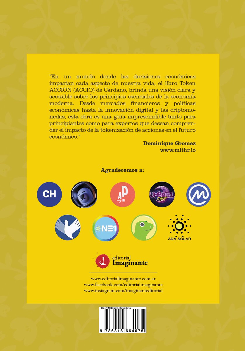 Project Token Mithrandir (@tokenmithr) on Twitter photo Libro "Token ACCIO de Cardano" de Leandro Ventura y Ulises Barreiro <a href="/UlisesBarreiro1/">Ulises Barreiro</a> con proogo de <a href="/DominiqueGromez/">Dominique Gromez</a> Disponible en editorial Imaginante <a href="/Editorialimag/">Imaginante editorial</a> #token <a href="/Criptomonedas_0/">Criptomonedas Hoy</a> <a href="/TOPO_Pool/">TOPO⚡ Stake Pool</a> <a href="/abranpasoar/">Abran Paso</a> <a href="/UmbrielCNFT/">Umbriel CNFT 🙏</a> <a href="/CoinMarketCap/">CoinMarketCap</a> <a href="/vision_liberal/">Visión Liberal</a> <a href="/ADAOnePool/">ADA One Pool (ticker: ONE1)</a> <a href="/coingecko/">CoinGecko</a> Libro "Token ACCIO de Cardano" de Leandro Ventura y Ulises Barreiro <a href="/UlisesBarreiro1/">Ulises Barreiro</a> con proogo de <a href="/DominiqueGromez/">Dominique Gromez</a> Disponible en editorial Imaginante <a href="/Editorialimag/">Imaginante editorial</a> #token <a href="/Criptomonedas_0/">Criptomonedas Hoy</a> <a href="/TOPO_Pool/">TOPO⚡ Stake Pool</a> <a href="/abranpasoar/">Abran Paso</a> <a href="/UmbrielCNFT/">Umbriel CNFT 🙏</a> <a href="/CoinMarketCap/">CoinMarketCap</a> <a href="/vision_liberal/">Visión Liberal</a> <a href="/ADAOnePool/">ADA One Pool (ticker: ONE1)</a> <a href="/coingecko/">CoinGecko</a>