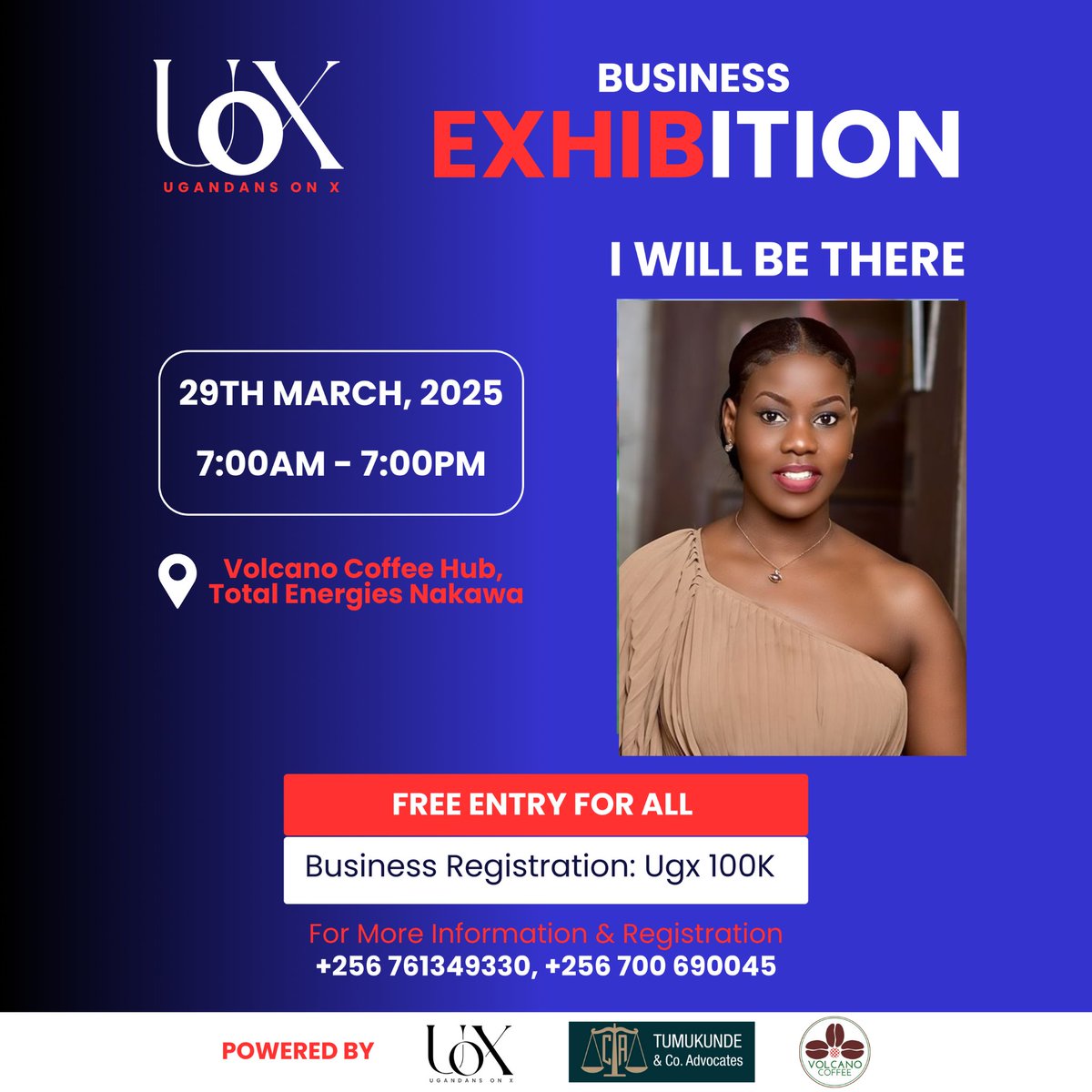 Wake up and think about the exhibition 

#UOXBusinessExhibition 
29th March | Volcano Coffee Hub,Nakawa 

<a href="/fsnakazibwe/">Faridah Nakazibwe</a> | <a href="/Airtel_Ug/">Airtel Uganda</a>