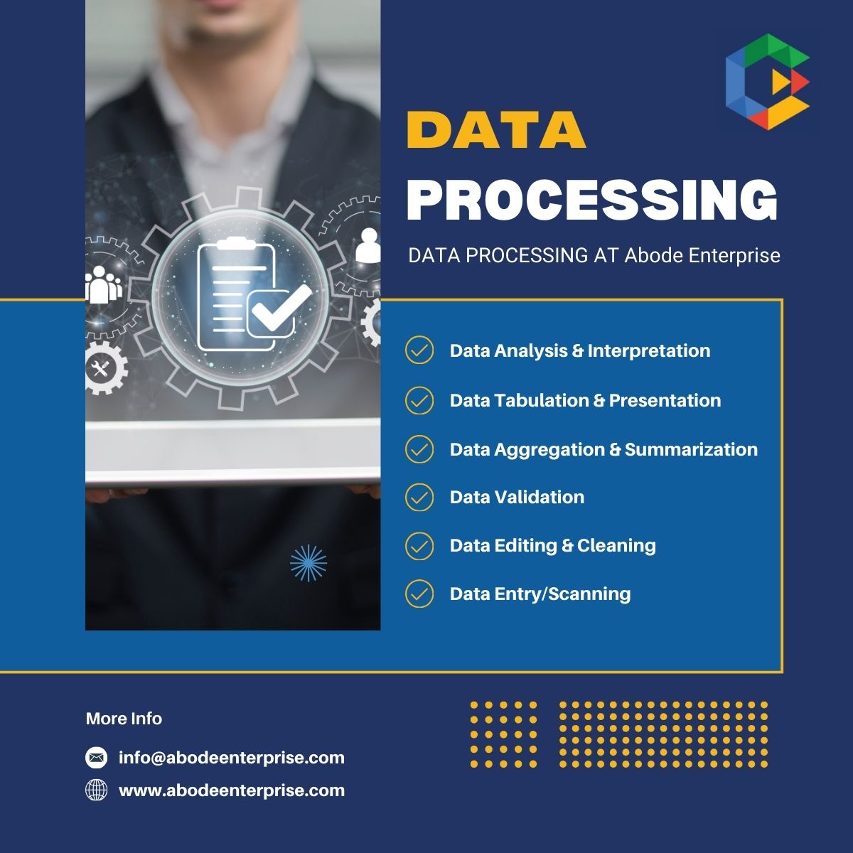 AbodeEnterprise's tweet image. Data Processing At Abode Enterprise.

📧 info@abodeenterprise.com
🌐 bit.ly/3ESVHUv
#abodeenterprise #datacollectation #dataprocessing #datamanagement #dataentry #dataprocesing #datacleaning #dataanalysis