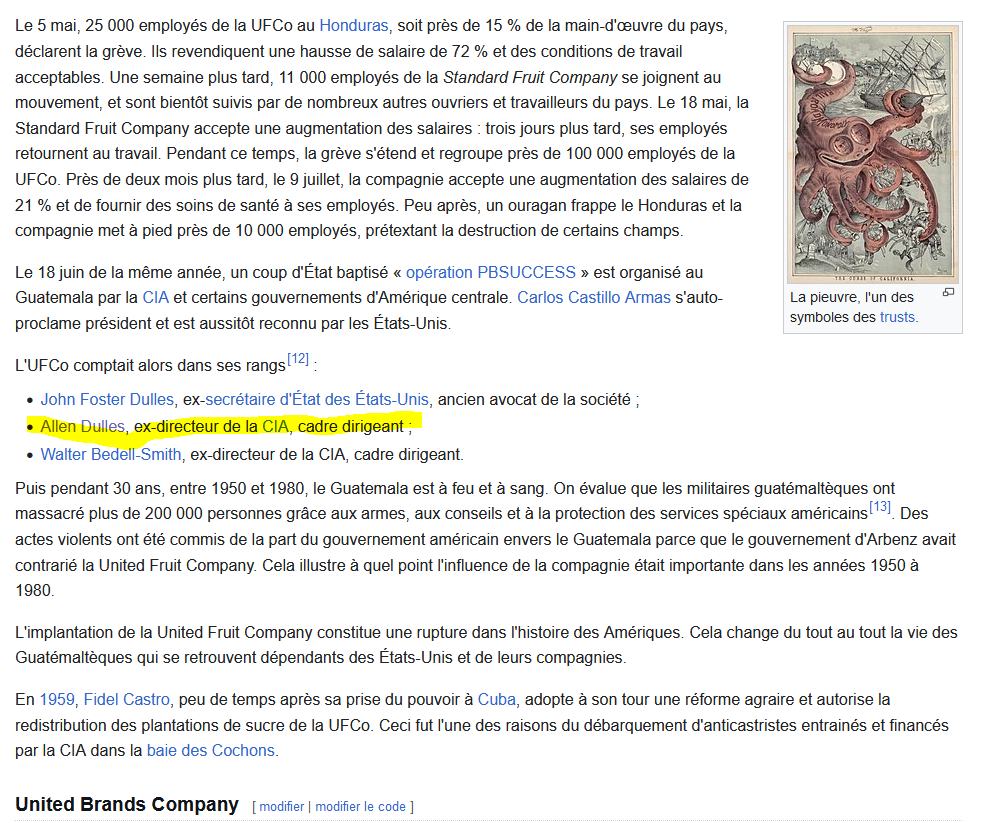 cacheca7's tweet image. @elonmusk @POTUS @afpfr @ArnaultRaphael @EmmanuelMacron @JLMelenchon @MLP_officiel  Whatelse ?? #DefundingPolice and why not an airport named "ALLEN DULLES", the Brain of DALLAS in 1963, #PIGSBAYHOAX WOKIPEDIA in French "United Fruits Company" but english translating erased 🤔