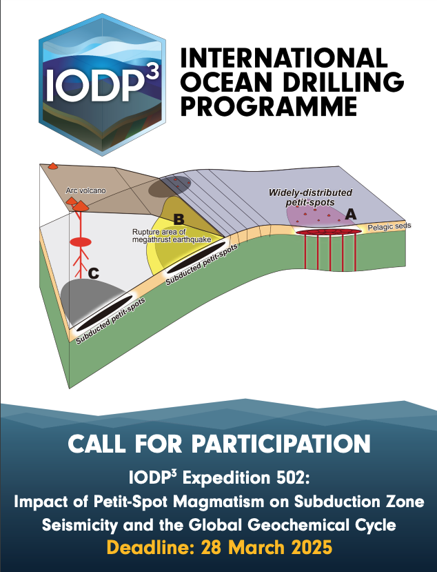 Last chance to apply for the experience of a lifetime - sailing with #IODP3 Expedition 502!

Find the full Call to Participate, recording of the information webinar, and how to apply here: iodp3.org/expedition/502/

📸Ron Hackney, IODP/JAMSTEC
#Keepdrilling #geoscience #Seismology