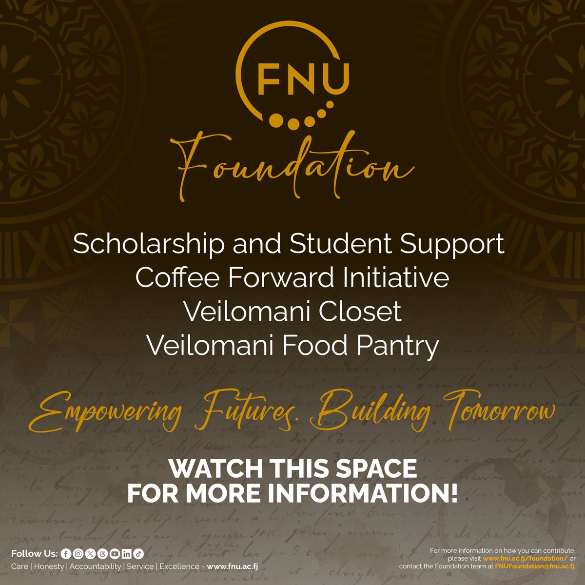 Fiji National University (@fnufiji) on Twitter photo ๐ท๐๐ข๐ ๐ญ๐ก๐ข๐ง๐ ๐ฌ ๐๐ซ๐ ๐๐จ๐ฆ๐ข๐ง๐ ! The FNU Foundation is set to launch soon, bringing you the Scholarship and Student Support, Coffee Forward Initiative, Veilomani Closet, and Veilomani Food Pantry. Watch this space for more information! #TeamFNU #NoquFNU ๐ท๐๐ข๐ ๐ญ๐ก๐ข๐ง๐ ๐ฌ ๐๐ซ๐ ๐๐จ๐ฆ๐ข๐ง๐ ! The FNU Foundation is set to launch soon, bringing you the Scholarship and Student Support, Coffee Forward Initiative, Veilomani Closet, and Veilomani Food Pantry. Watch this space for more information! #TeamFNU #NoquFNU