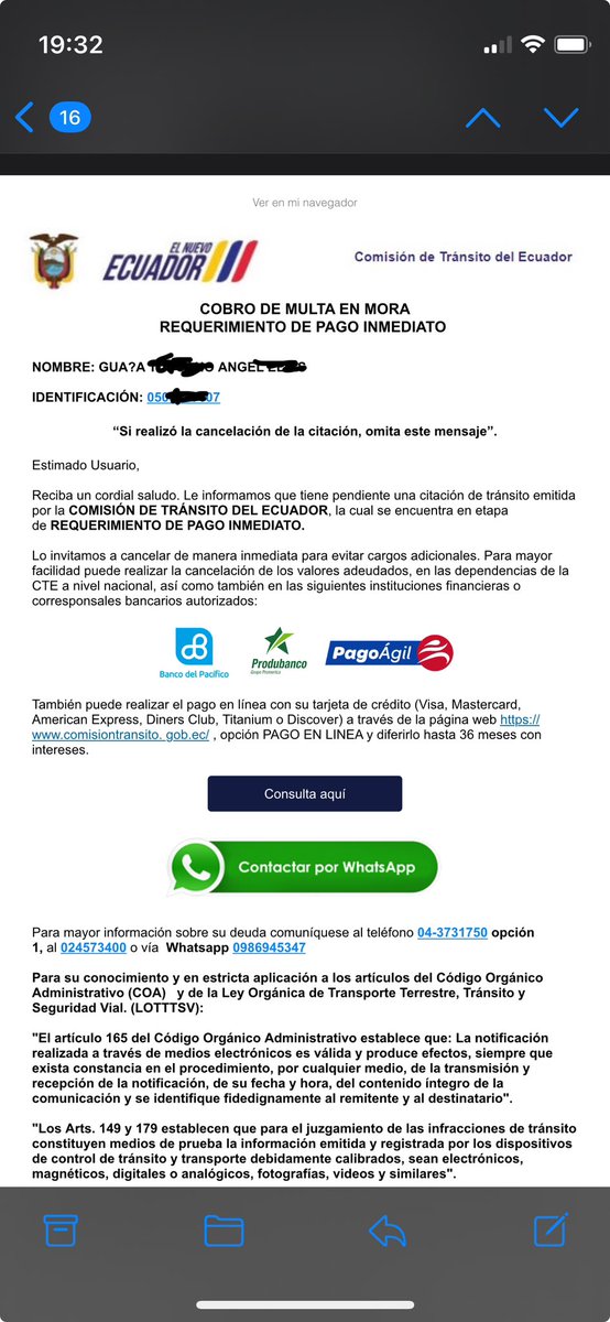 Leonardo_Guana's tweet photo. @CTEcuador  qué tipo de broma es esta?? Llega una orden de cobro por una multa en mora por parte de la empresa cobroefectivo cuando no existe ninguna sanción o infracción. https://t.co/eBNIUb0GGC