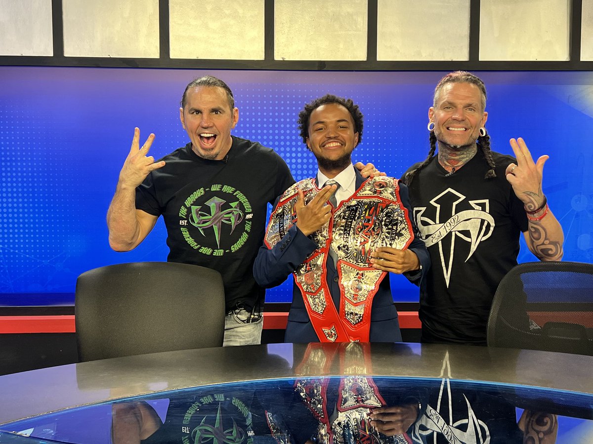 Josephfer_24's tweet photo. Don’t usually post much about my news career but this was one of the greatest days of my life, I GOT TO INTERVIEW THE HARDY BOYS!!!!!! #hardys #TNAwrestling https://t.co/ZkB2KvET1n