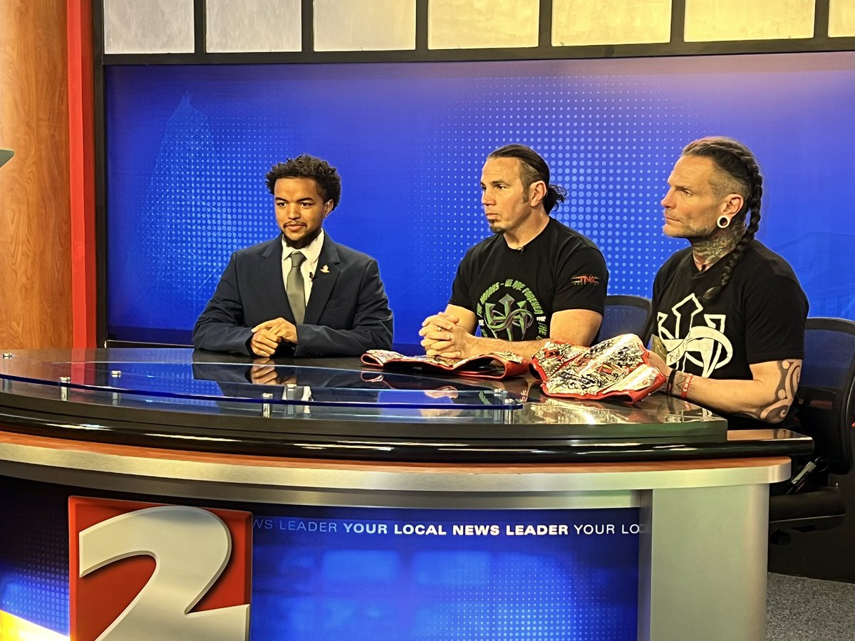 Josephfer_24's tweet photo. Don’t usually post much about my news career but this was one of the greatest days of my life, I GOT TO INTERVIEW THE HARDY BOYS!!!!!! #hardys #TNAwrestling https://t.co/ZkB2KvET1n