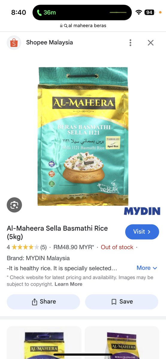 Salam <a href="/MydinMalaysia/">MYDIN</a> nak tanya, beras Al-Maheera ni dah tak restock ke? Haritu pergi, tinggal yang sekilo je. Yang 5kg takda. Sopi pun takda. Gigih la saya beli 5 pack 1kg ni 🤧