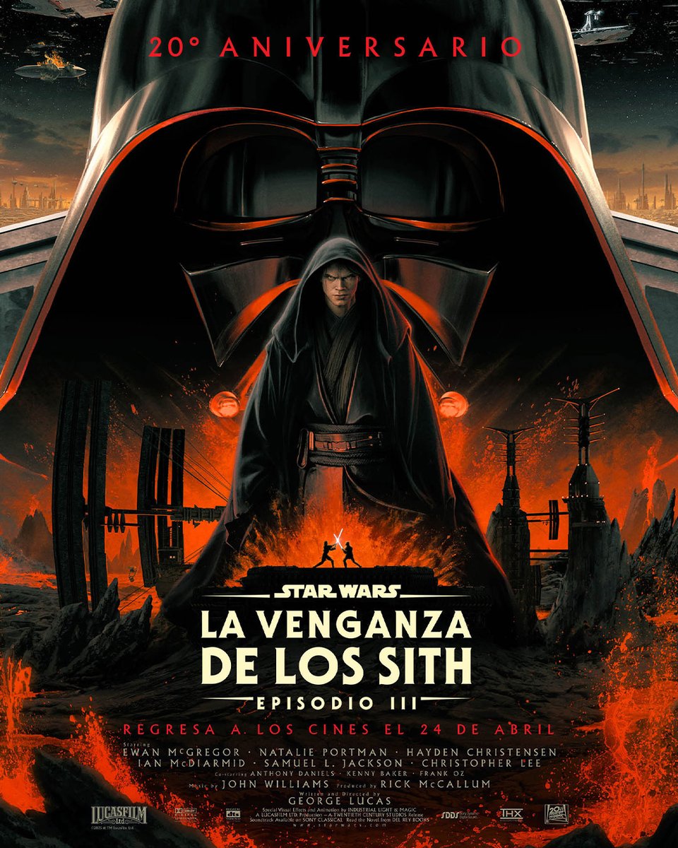 PrimeCinemasBo's tweet photo. Celebra el 20° aniversario de #StarWars: Episodio III - La Venganza de los Sith con su regreso a los cines este 24 de abril  #PrimeCinemas https://t.co/Xyq5zxUiXf