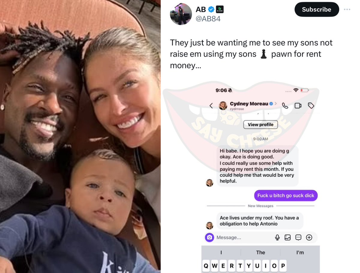 TableTalk247's tweet photo. Antonio Brown goes off on his babymama after she asked him to help her pay rent this month. Said go suck dick. 🍆 https://t.co/bEFJz8YRX8