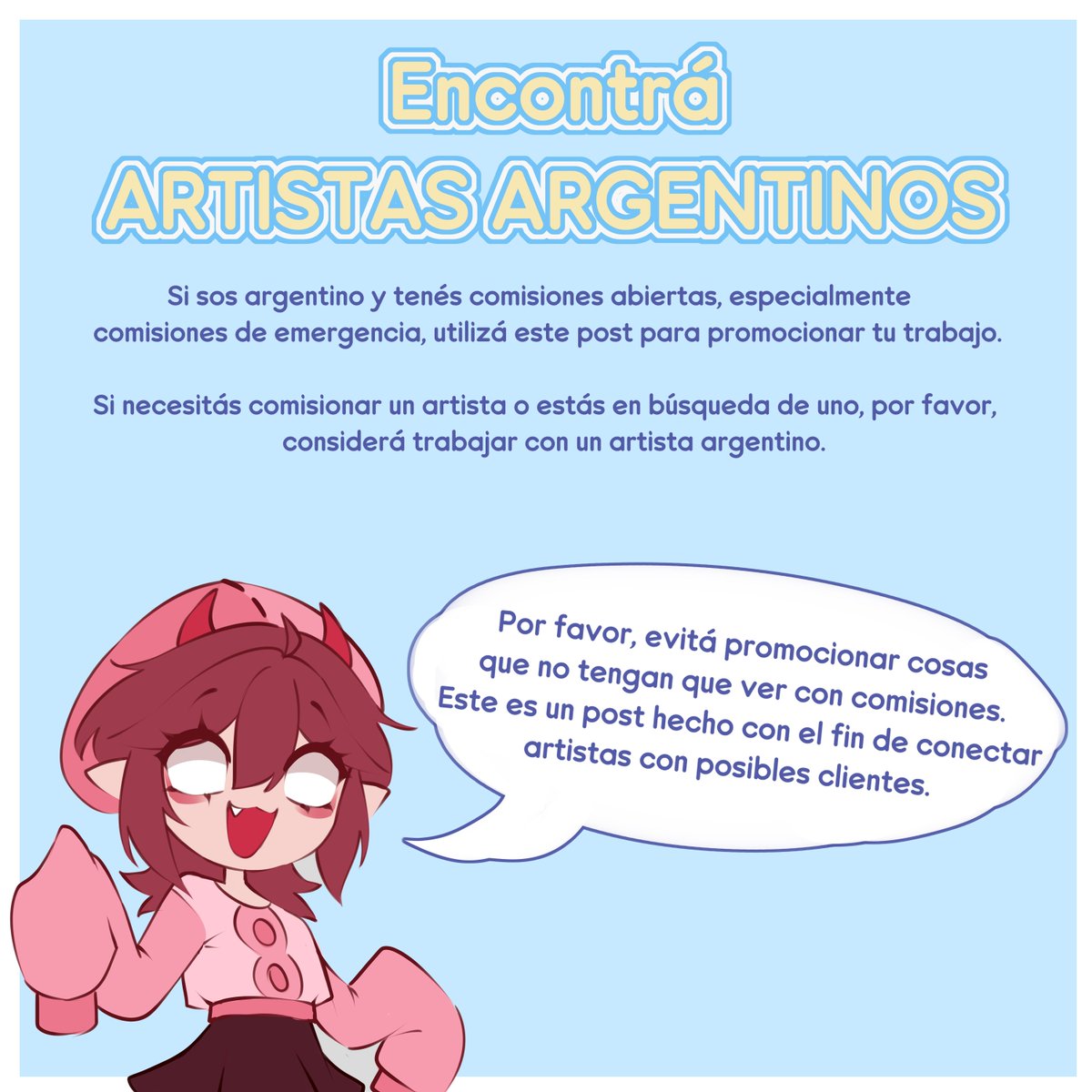 Euly_y's tweet photo. ☀️ ¡ENCONTRÁ ARTISTAS ARGENTINOS ACÁ! 🇦🇷

Dada la crisis socioeconómica que mi país está atravesando, cada vez es más difícil llegar a fin de mes para todos, incluídos los artistas. 

Si estás buscando un artista, por favor, considerá trabajar con un artista argentino 💙🤍💙 https://t.co/bKq2aLyoPG