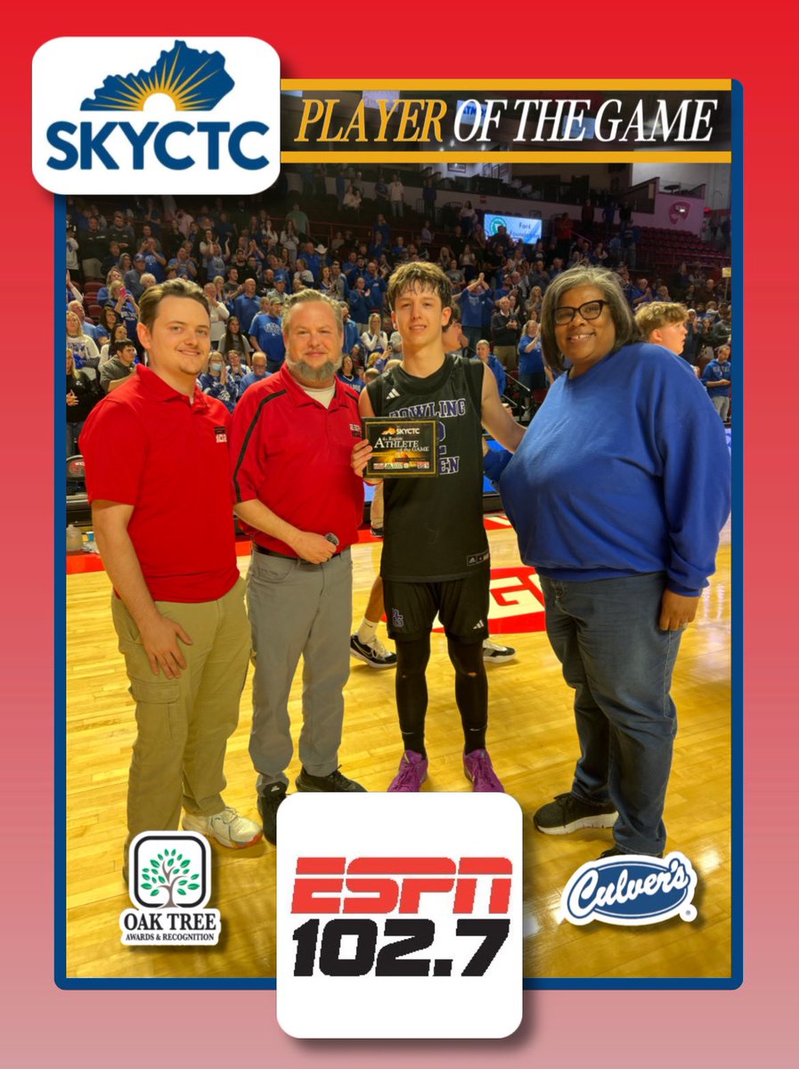 Your SKYCTC &amp; Oak Tree Awards and Recognition Player of the Game for the Boys’ 4th Region Championship is… Luke Idlett🏀

Luke finished the night with 21 Points, 1 Rebound, and 2 Steals‼️

Congratulations, Luke!