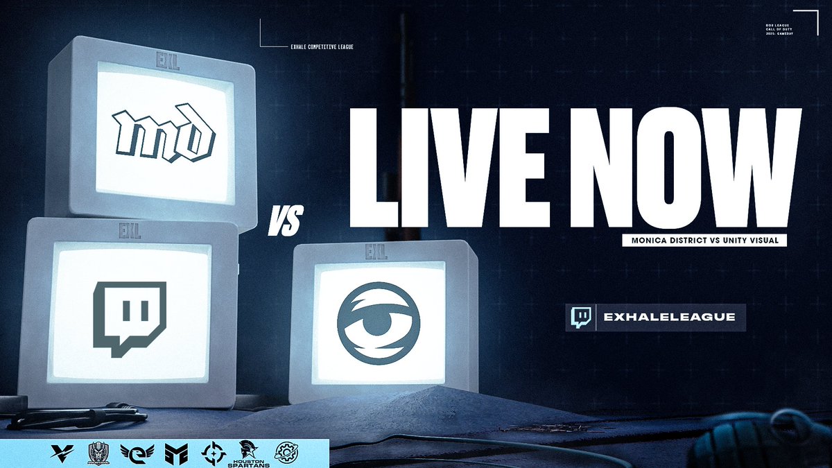 Exhale Competitive League (@exhaleleague) on Twitter photo 🚨 WEEK 3 MATCHUP LIVE 🚨
<a href="/monicadistrict/">Monica District</a> 🆚 <a href="/UnityVisual/">Unity Visual</a>
🎙️ <a href="/GrafTheGiraffe/">GrafTheGiraffe</a>
🎙️ <a href="/korps_caster/">Korps_12</a>
📺 twitch.tv/exhaleleague
#ExhaleLeague • #CODLeague • #CallofDuty 🚨 WEEK 3 MATCHUP LIVE 🚨
<a href="/monicadistrict/">Monica District</a> 🆚 <a href="/UnityVisual/">Unity Visual</a>
🎙️ <a href="/GrafTheGiraffe/">GrafTheGiraffe</a>
🎙️ <a href="/korps_caster/">Korps_12</a>
📺 twitch.tv/exhaleleague
#ExhaleLeague • #CODLeague • #CallofDuty