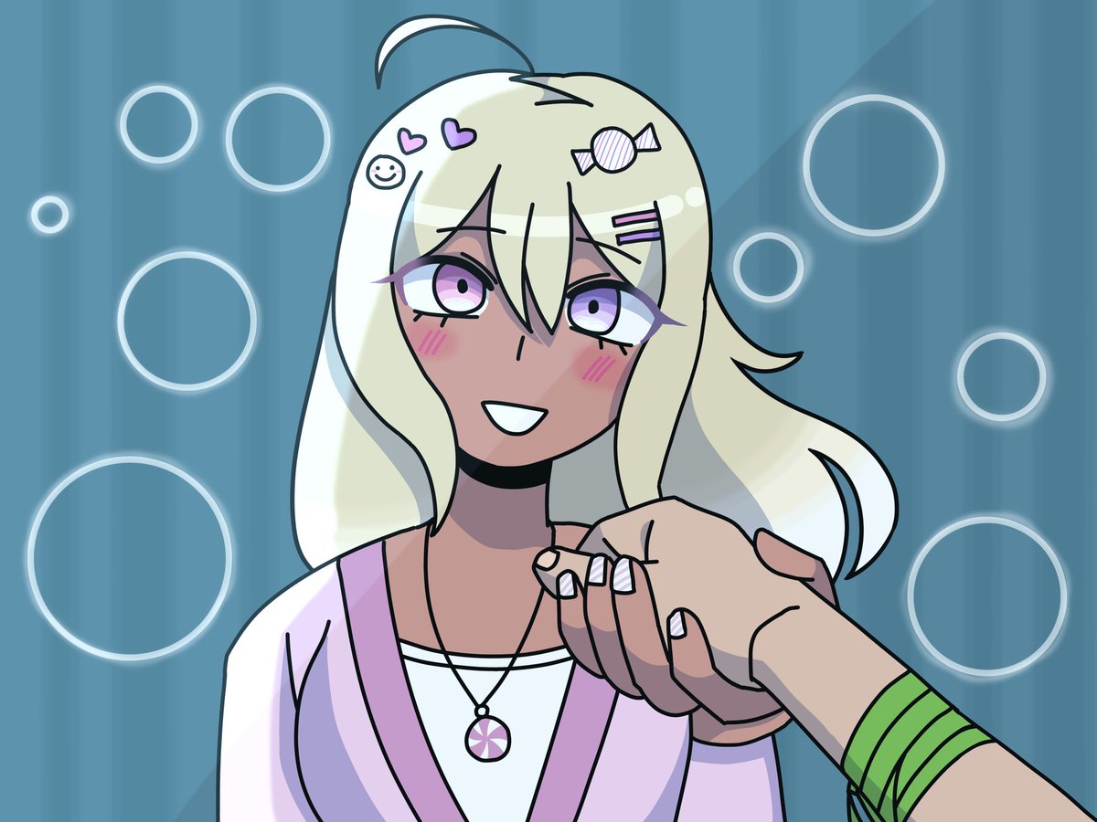 closestheart's tweet photo. 🍬: “I can teach you how to love again.” 

(guess who’s hand she’s holding!!!!)

#drdtoc #drdttwt #drdt #danganronpadespairtime #terukotawaki https://t.co/r1Zmn7E5CT
