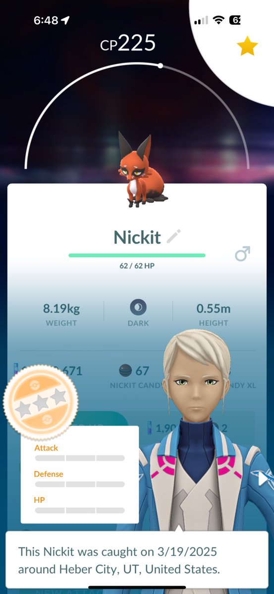 GoProCraig's tweet image. Got robbed for IVs but I’ll always take a Nundo! 0️⃣0️⃣0️⃣ #Nickit #Nundo #PokemonGO