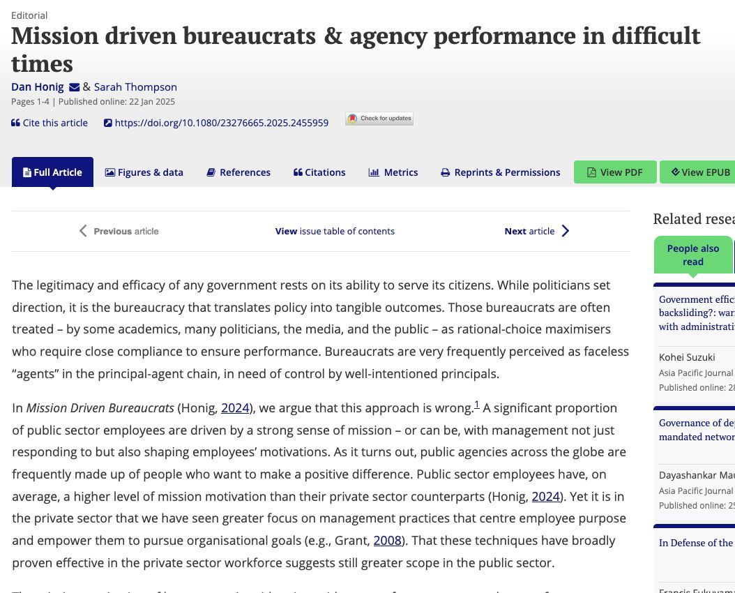 In a new guest editorial Honig &amp; Thompson argue for "managing for empowerment" and encouraging trust, autonomy, &amp; connection to purpose, rather than "managing for compliance." tandfonline.com/doi/full/10.10…