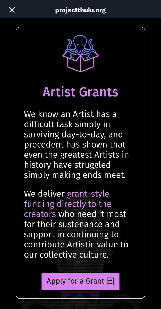 Have you applied for an Artist Grant on our website yet?

…maybe you should!

We give grant funding to underserved Artists. The link is in our bio. 😉🎁🐙