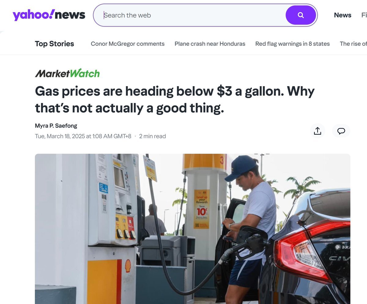 I don't understand why the gas price decline isn't good. Who wants gas prices to increase? 🤣