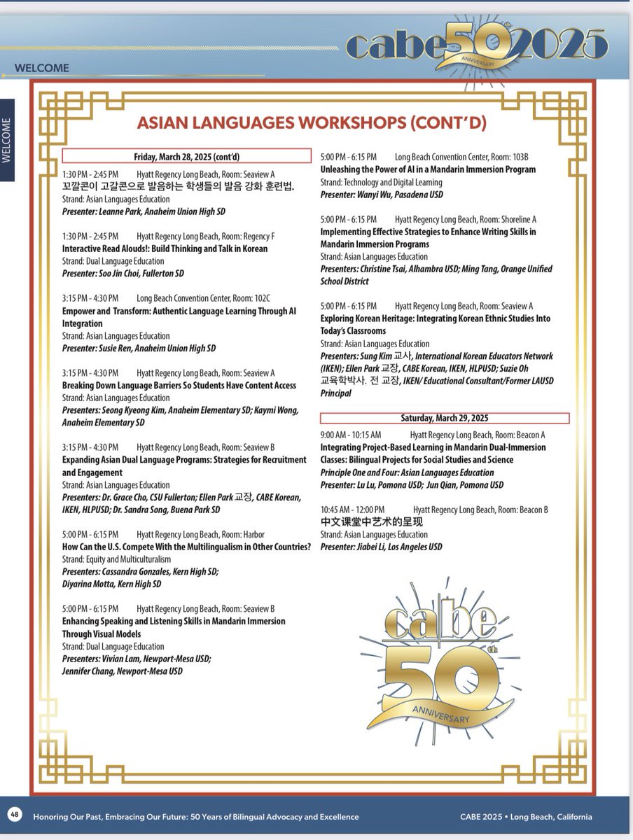 Asian Languages Strand at #CABE2025 Come check out the great workshops for educators of a Asian languages