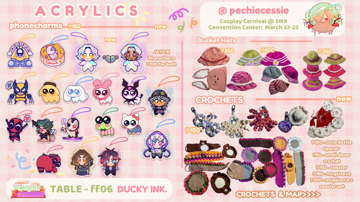 🌸 Hi!! Me and the crew of Ducky Ink will be boothing at #CosplayCarnival2025.
I also have some merch for this con such as LADS, NSO, Sonic, Arcane, Murder Drones,etc!

🌱 Feel free to drop by and support us at Table FF06!! 
See u there 🙏🍭
#FanFairAtCosplayCarnival2025  

(1/2)