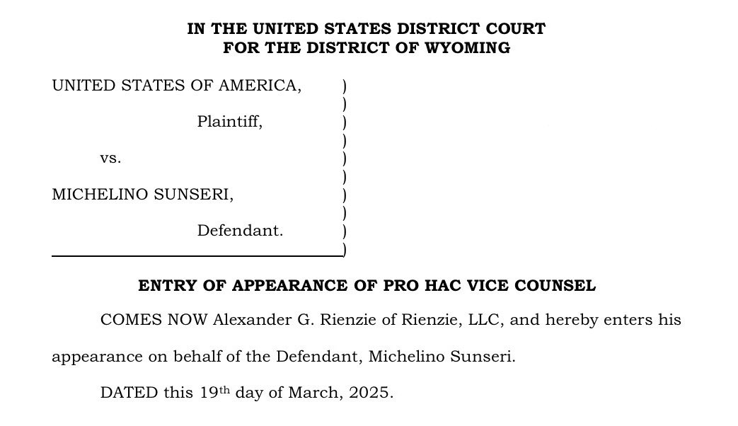 Alex Rienzie (@alexrienzie) on Twitter photo Look forward to officially assisting Michelino Sunseri on his pending criminal trial in U.S. District Court
Taking a step back from my docuseries Racing Grand Teton with <a href="/CONNORBURKESMTH/">Connor Burkesmith</a> while the case is ongoing Look forward to officially assisting Michelino Sunseri on his pending criminal trial in U.S. District Court
Taking a step back from my docuseries Racing Grand Teton with <a href="/CONNORBURKESMTH/">Connor Burkesmith</a> while the case is ongoing