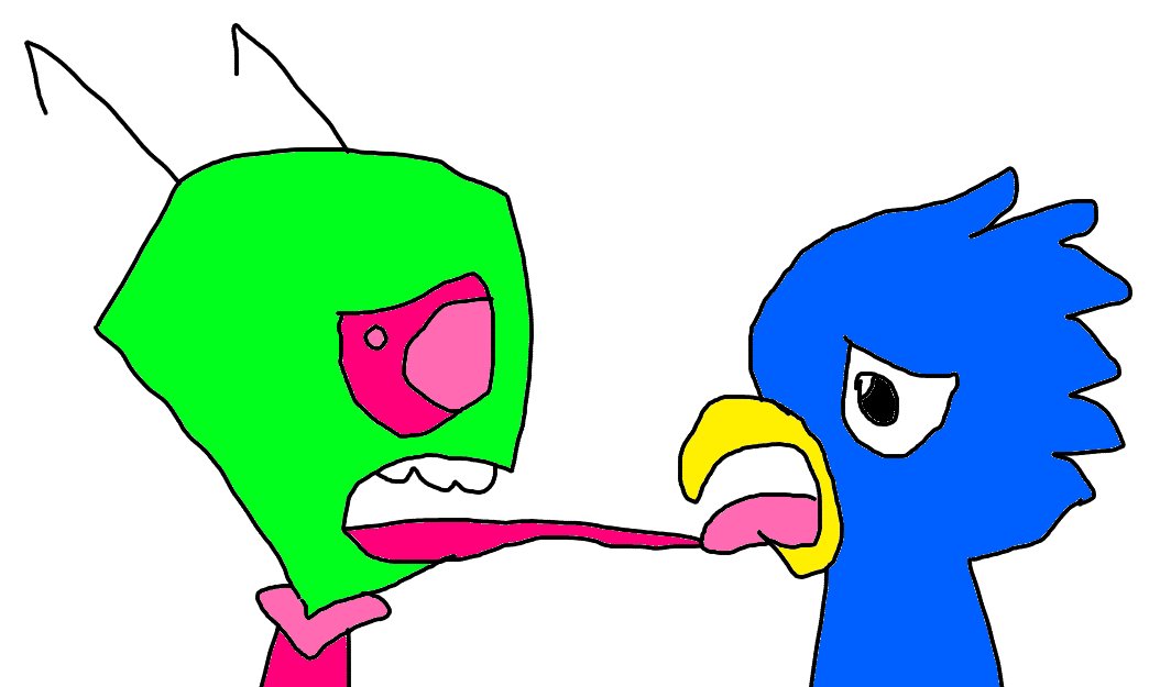 RealArtyMLDM's tweet photo. GRRRRR THERE IS A NEW CHARACTER VOICED BY @naonagasawa THAT MELLONN LOVES NAMED GURIPON AND HE IS A GRIFFIN!!!! I MADE TONGUE KISSING ART OF HIM AND ZIM!!!! https://t.co/arJAODPpAQ