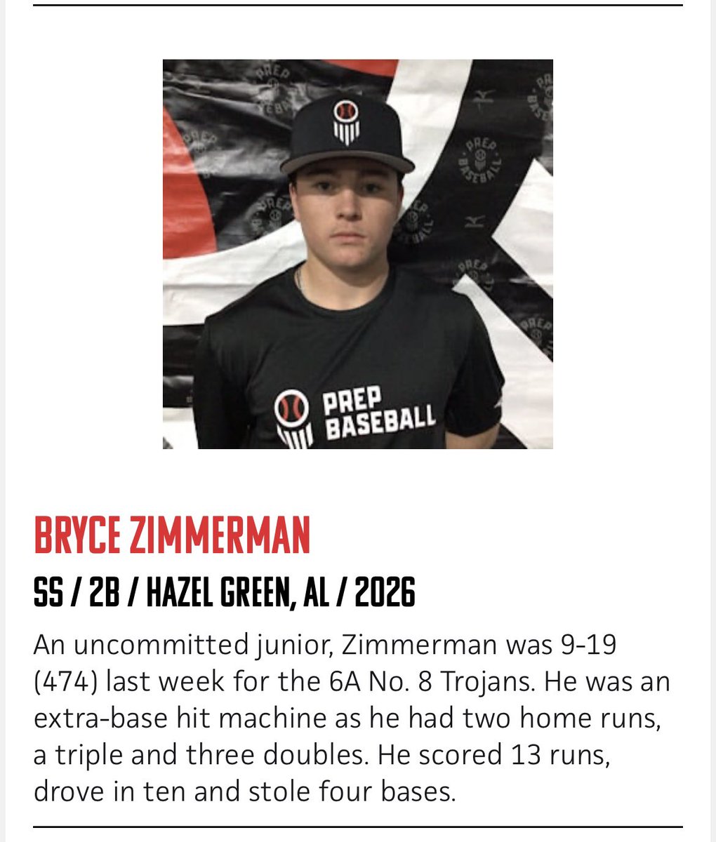 Thank you <a href="/PrepBaseballAL/">Prep Baseball Alabama</a> for the write up.