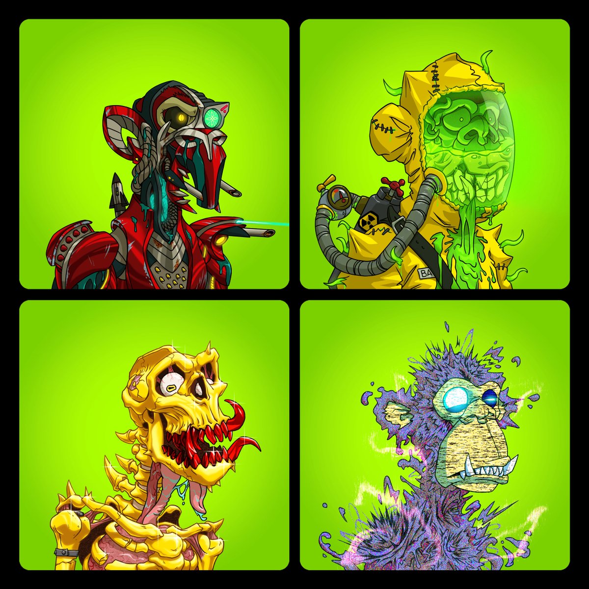 PTM (@ptmnft) on Twitter photo Big news! I'm excited to announce my close friend <a href="/AdamWeitsman/">Adam Weitsman</a> has acquired my four Mega Mutants: Death Bot, Radioactive, Noise and Gold🧪🔥
I'm pumped to see these Megas join Adam's already legendary collection. Big news! I'm excited to announce my close friend <a href="/AdamWeitsman/">Adam Weitsman</a> has acquired my four Mega Mutants: Death Bot, Radioactive, Noise and Gold🧪🔥
I'm pumped to see these Megas join Adam's already legendary collection.