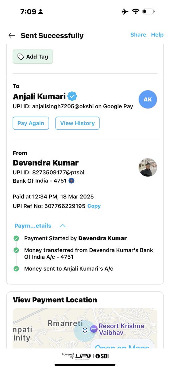 Hello
 <a href="/Paytm/">Paytm</a> 
<a href="/Paytmcare/">Paytm Care</a>
<a href="/PaytmBank/">Paytm Payments Bank</a> 
<a href="/PaytmMoney/">Paytm Money</a> 
@paytm
   this payment not received by Anjali kumari 
And deducted from my account 
Kindly check it