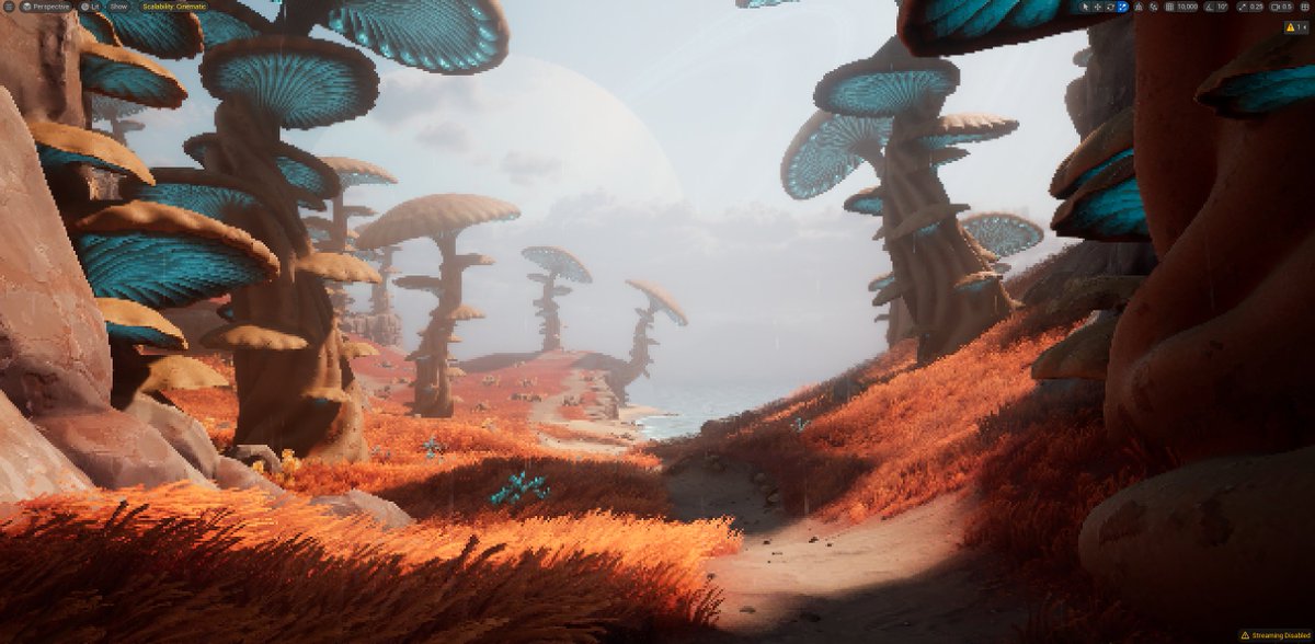LiamTart's tweet image. Still tinkering away on this little retro, Morrowind inspired environment in Unreal. Learning a lot about PCG, it's really powerful! Still feel like I'm barely scratching the surface with it.
Composition and landscaping etc is all temp, still just trying things out right now.