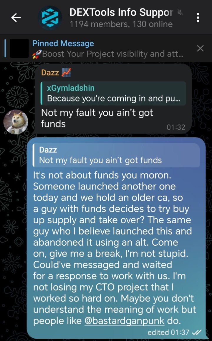 xGymladshin's tweet photo. A reason to fight: @Fefectofamily
You're either with me or against me and the team that formed following the CTO. We worked many hours day and night, when the community started to give up. We parked it, we planned to return to this. Dextools are behind me. I'm not losing my Fefe. https://t.co/NNZdo5CJCJ