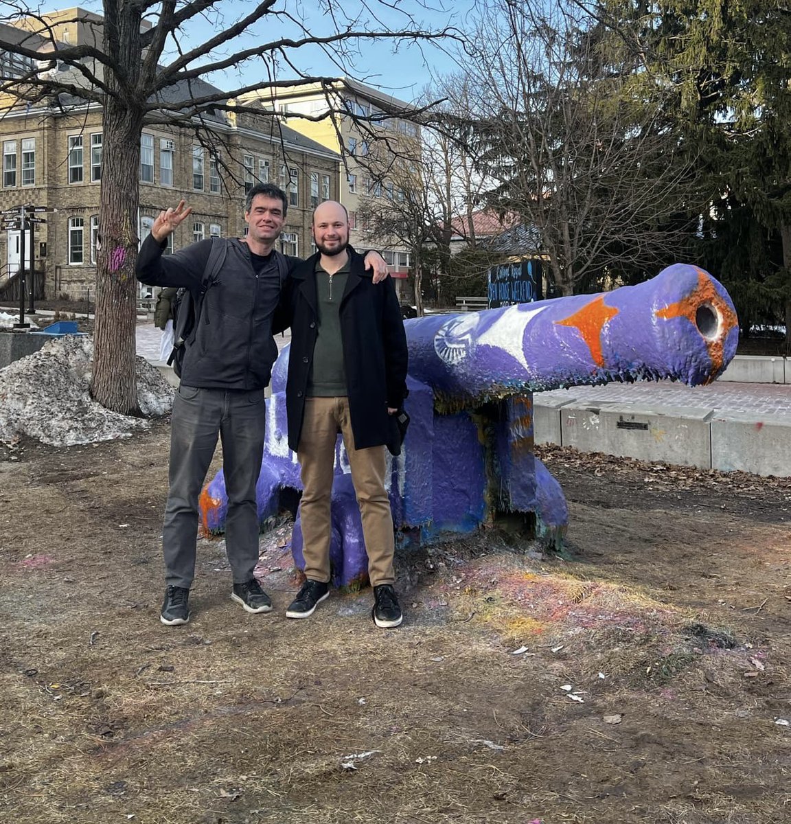 David M (@comradedoom1) on Twitter photo lectured on Kant and Darwin at the University of Guelph last week.
Students were smart and engaged + duly skeptical of some of my more outrageous claims.
On campus here with my main man <a href="/Kyle_nfish/">Fish, Ph.D</a> lectured on Kant and Darwin at the University of Guelph last week.
Students were smart and engaged + duly skeptical of some of my more outrageous claims.
On campus here with my main man <a href="/Kyle_nfish/">Fish, Ph.D</a>