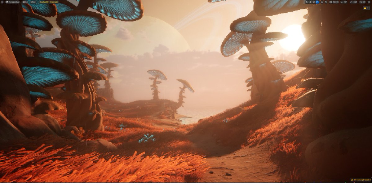 LiamTart's tweet image. Still tinkering away on this little retro, Morrowind inspired environment in Unreal. Learning a lot about PCG, it's really powerful! Still feel like I'm barely scratching the surface with it.
Composition and landscaping etc is all temp, still just trying things out right now.