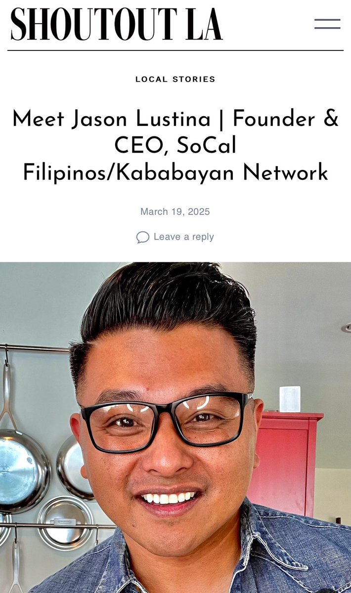 Thank you for the feature Shoutout LA.

shoutoutla.com/meet-jason-lus… 

#socalfilipinos #kababayannetwork #filipino #pinoy