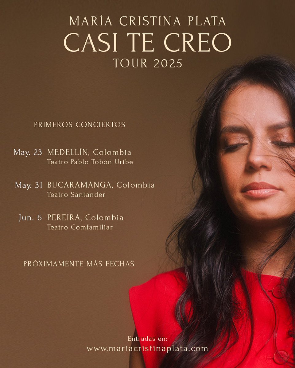 La música siempre encuentra su camino, y este álbum empieza el suyo. ❤️‍🔥❤️‍🔥❤️‍🔥 Es un honor compartir las primeras fechas de esta gira que me llenan de emoción. ¡Qué ganas tengo ya de verlos a todos! Cuéntenme, ¿Por dónde más quisieran que pasara el #CasiTeCreoTour?