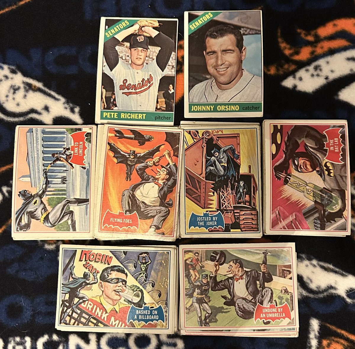 DDsCandC's tweet photo. 2 sports cards and a stack of some sweet Batman I picked up today, not sure on how many in the set but it’s a good chunk for sure, and what awesome art! https://t.co/5po0sqcsI6
