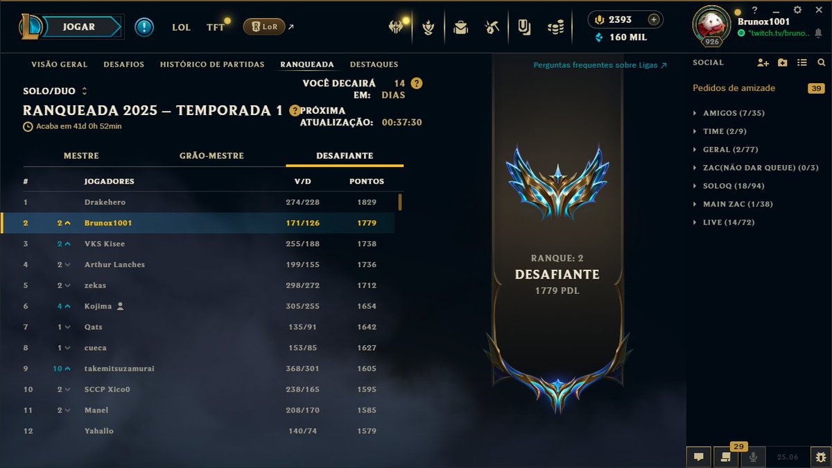 LIVE FINALIZADA TOP 2.
Amanhã a gente busca esse top 1!
Perdão a live fechar do nada, durante o último game meu PC deu tela azul por algum motivo kkkk