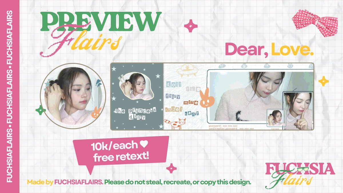 fakta's tweet image. HELP REPOST! 🐠🫧🎀

hAAAi, aku ada layout ready stock cute girly: KARINA, NINGNING, CARMEN, STELLA ♥︎

💸 10k/each (free retext)
💌 bisa by request harga sama

yUUkK, kalau minat boleh DM aja yaa! 🍅🤍
#zonauang