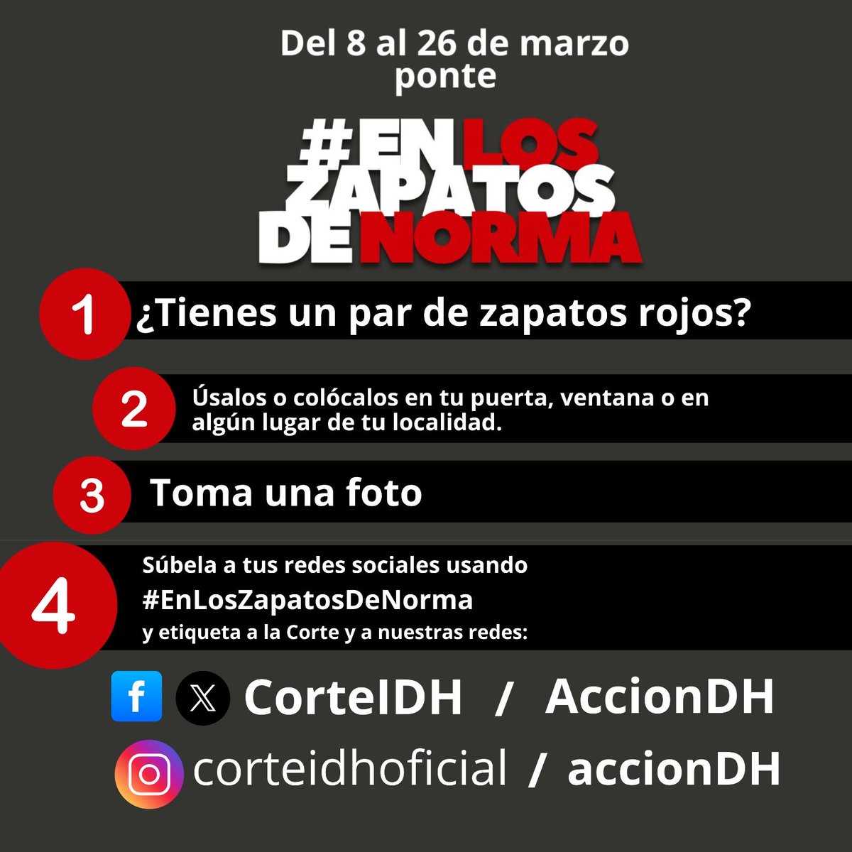 AccionDH's tweet photo. Norma necesita nuestra acción colectiva y global.                                       🔴☑️Ponte #EnLosZapatosDeNorma        🔴☑️Etiqueta a ⁦@CorteIDH⁩ y vamos a llenar nuestros muros de #Imagenes de #Solidaridad. https://t.co/MUpOjeiahu